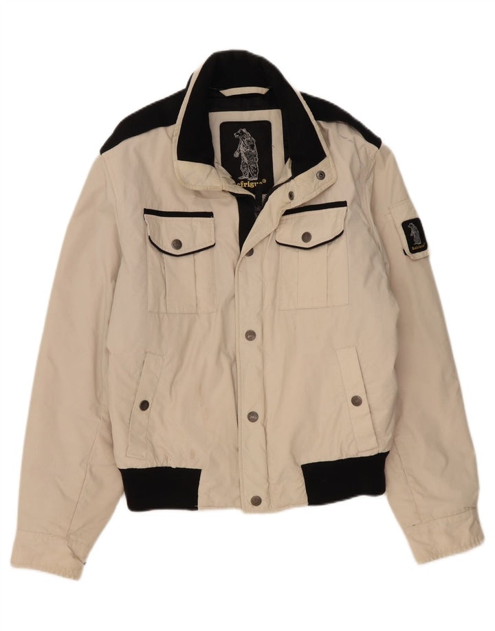 REFRIGUE Womens Bomber Jacket UK 18 XL Beige Colourblock Nylon Vintage Refrigue and Second-Hand Refrigue from Messina Hembry 