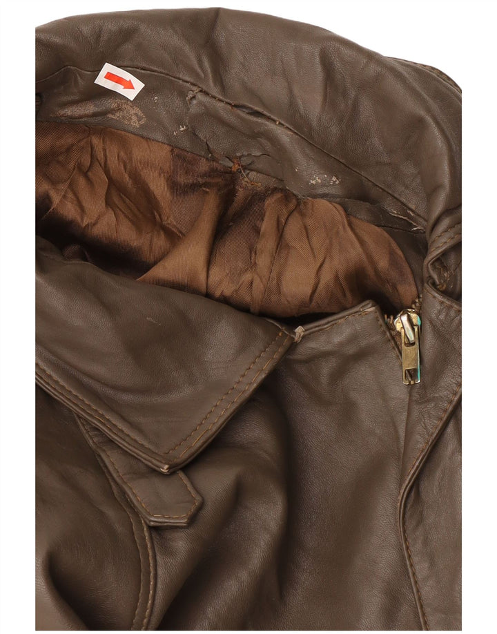 VINTAGE Herre Læderjakke IT 48 Medium Brun