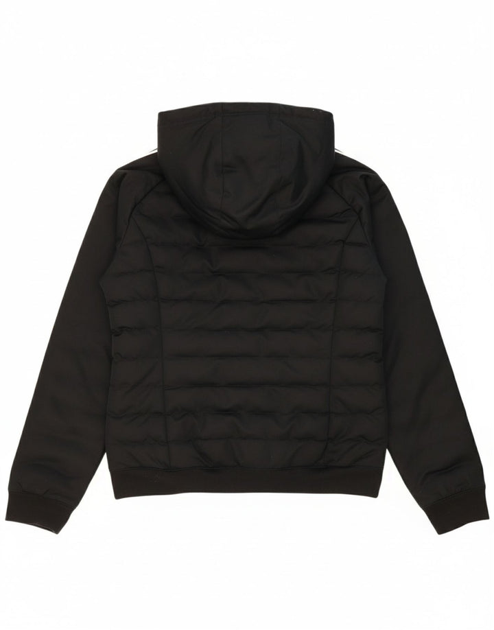 ADIDAS Womens Hooded Padded Jacket UK 14 Medium Black Polyester
