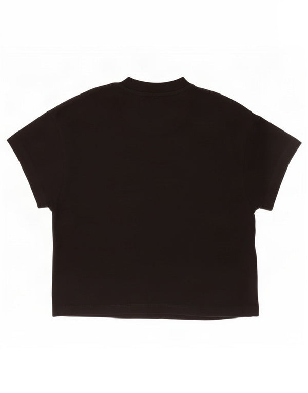 Lyle & Scott Dame Crop T-Shirt Top UK 6 XS Sort Bomuld