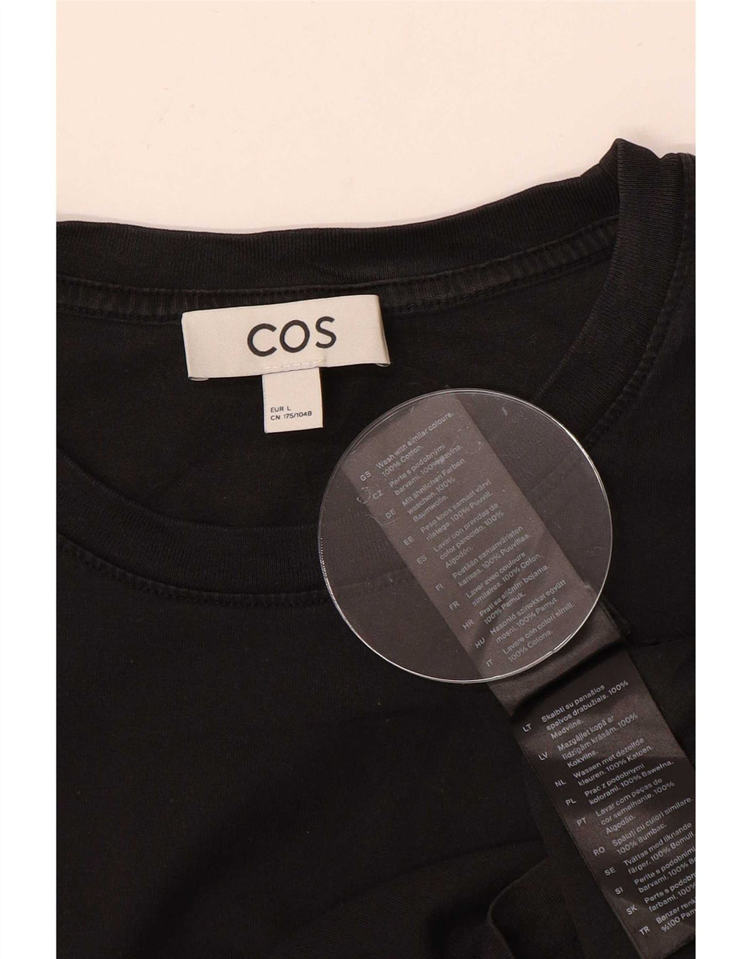 Cos Herre T-Shirt Top Stor Sort Bomuld