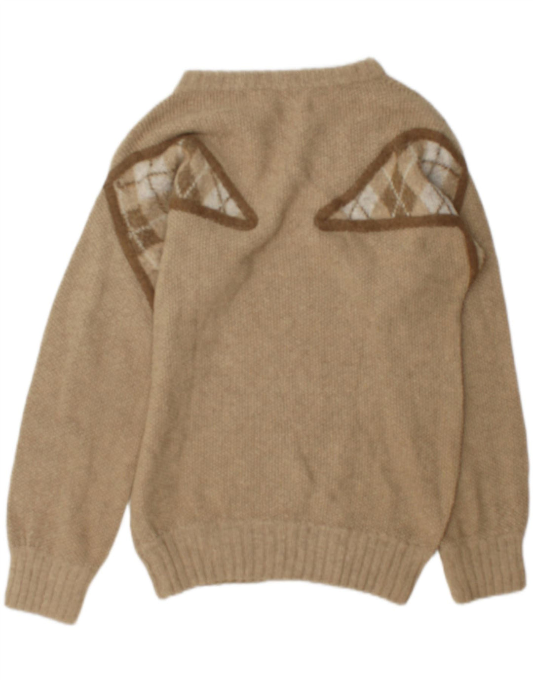 Vintage Herre Boat Neck Jumper Sweater Medium Grøn Geometrisk