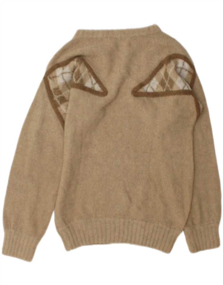 Vintage Herre Boat Neck Jumper Sweater Medium Grøn Geometrisk