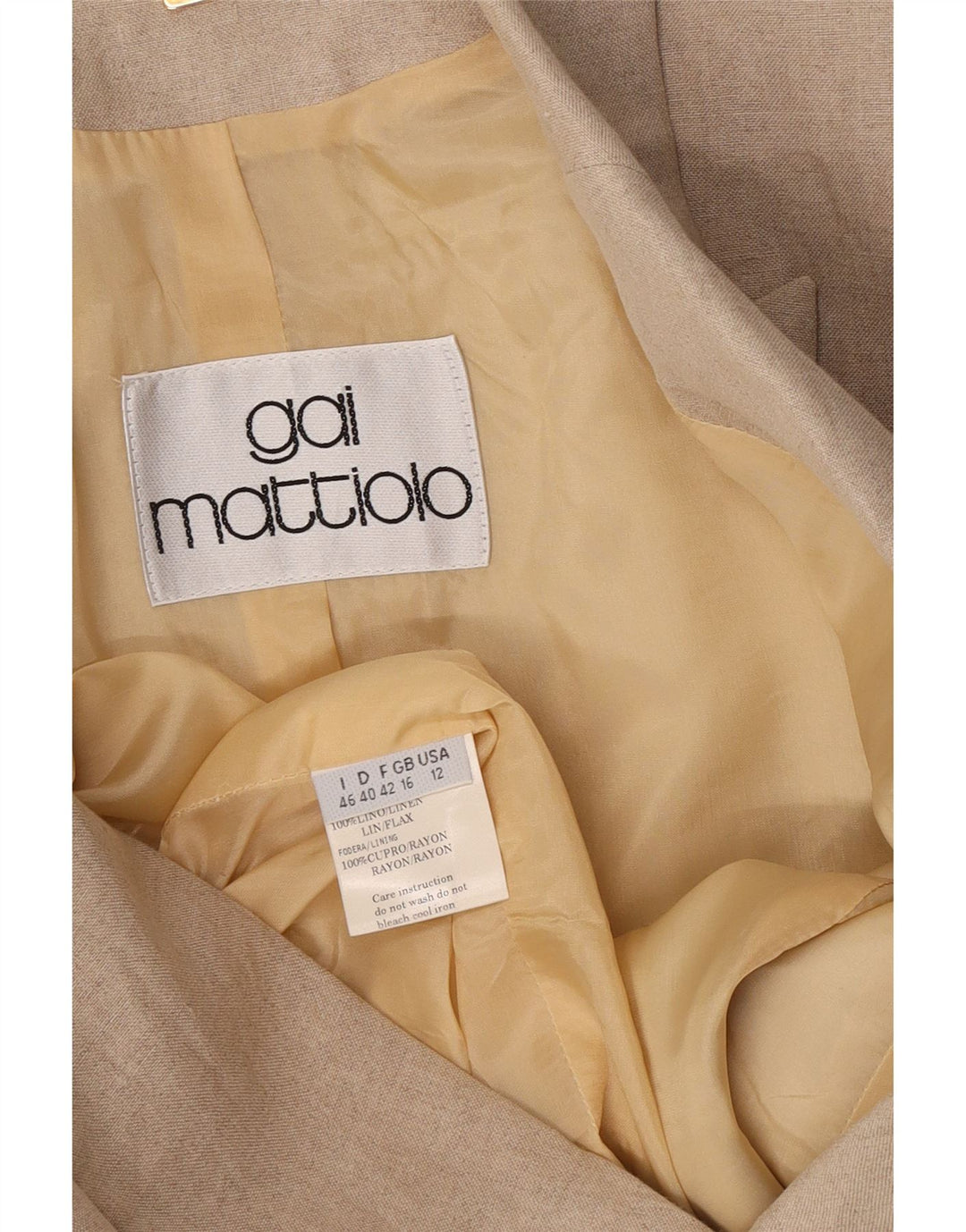 Gai Mattiolo Dame 1 Knap Blazer Jacket UK 16 Large Beige Linen