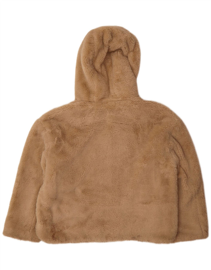 Zara Teddy Bear Bomberjakke med hætte UK 14 Medium Beige Polyester