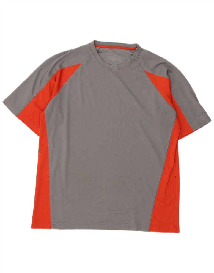 EDDIE BAUER Herre T-Shirt Top Stor Grå Colourblock Polyester