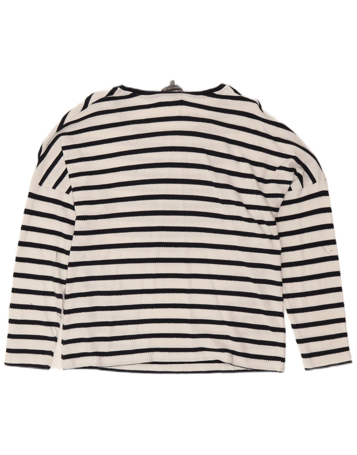 LAURA ASHLEY Dame bluse Top UK 16 Stor hvid stribet bomuld