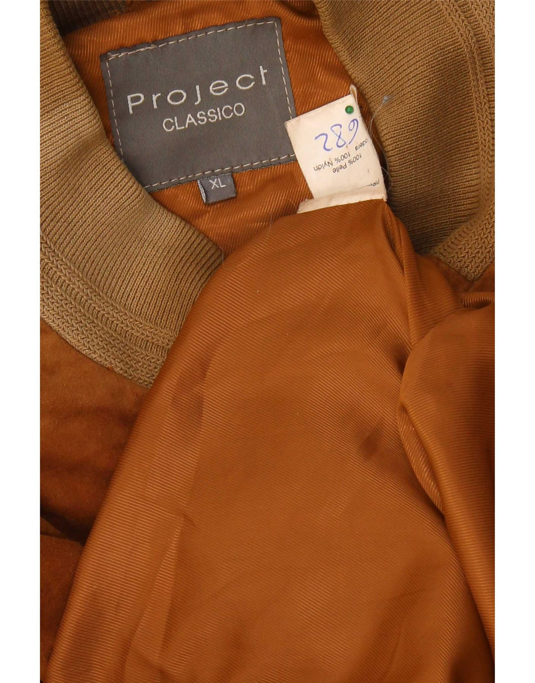 Project Classico Herre Ruskind Bomber Jacket UK 42 XL Brunt Læder