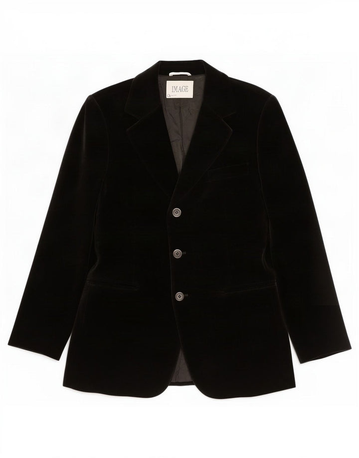 Vintage Dame 3-knaps Velvet Blazer Jacket UK 14 Medium Black