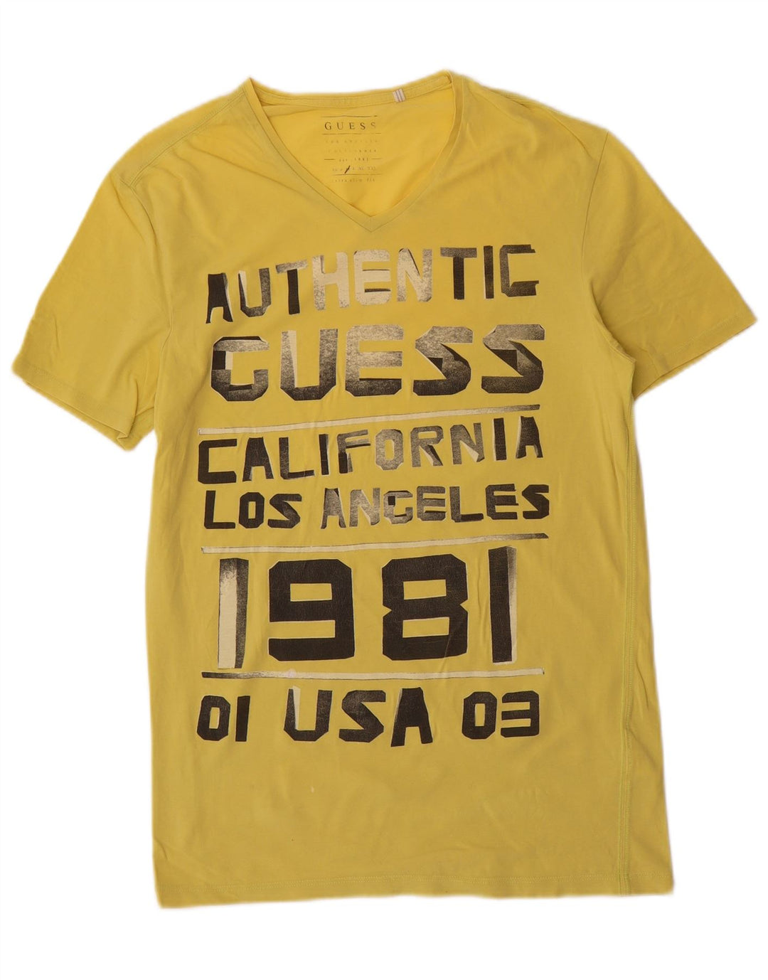 Guess Herre Grafisk T-Shirt Top Medium Gul