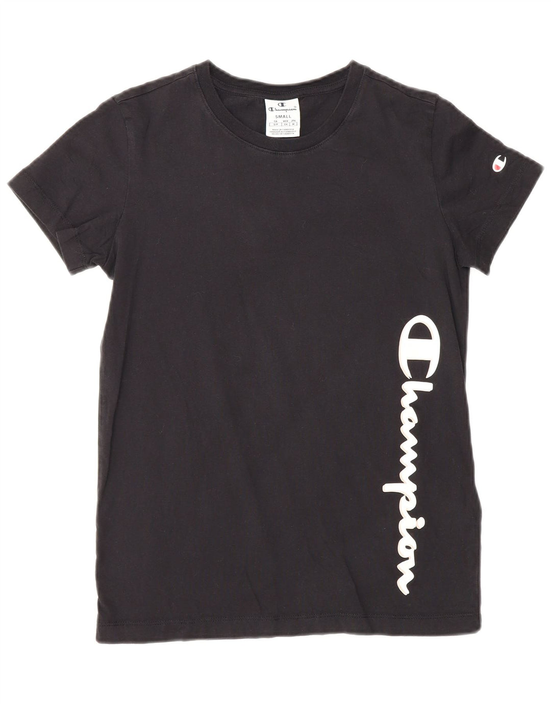 Champion Dame Grafisk T-Shirt Top UK 10 Lille Sort