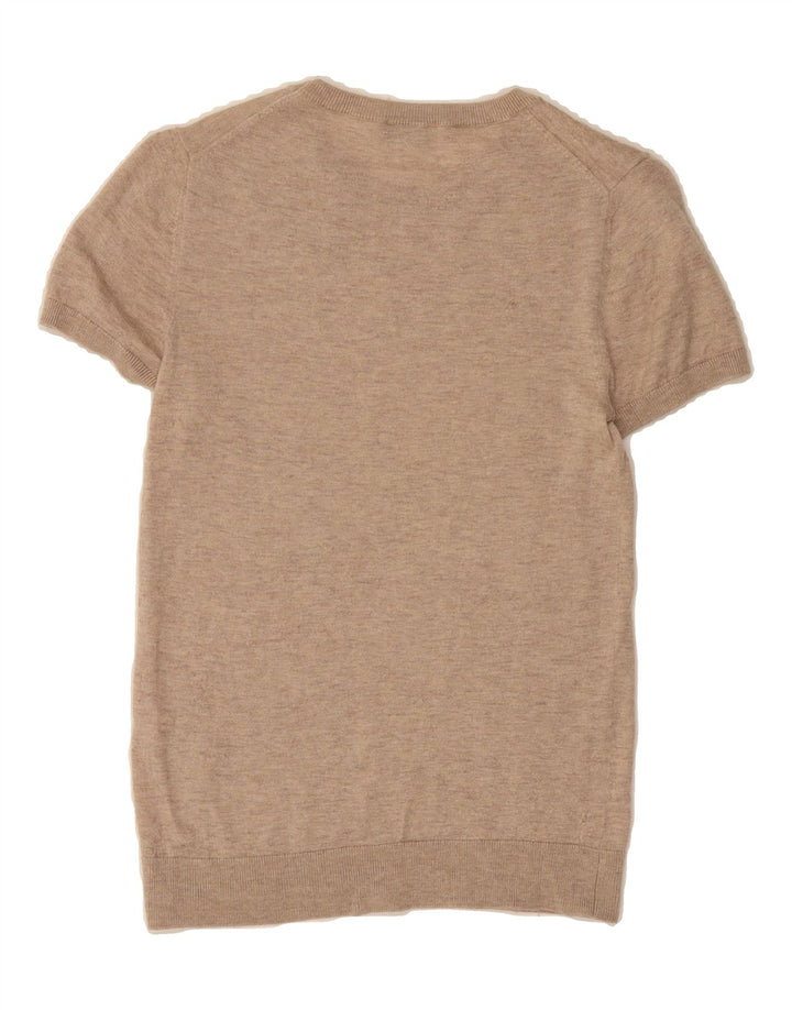 BENETTON Womens Short Sleeve Crew Neck Jumper Sweater UK 12 Medium Brown Vintage Benetton and Second-Hand Benetton from Messina Hembry 