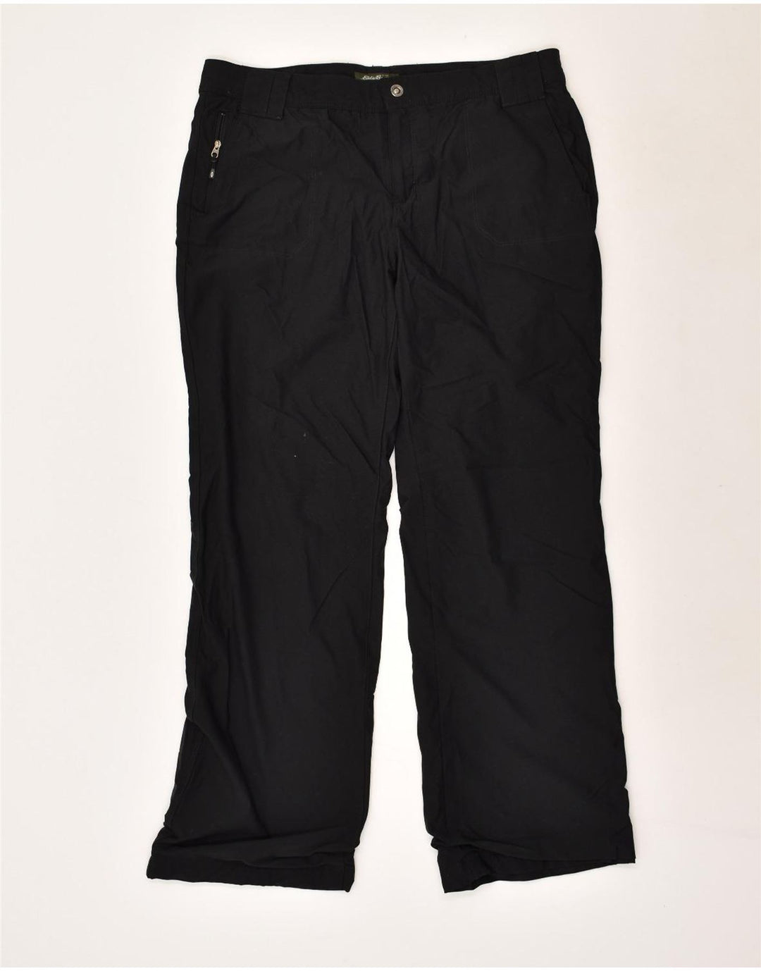 EDDIE BAUER Womens Windbreaker Trousers US 12 Large W34 L32  Black Nylon | Vintage Eddie Bauer | Thrift | Second-Hand Eddie Bauer | Used Clothing | Messina Hembry 
