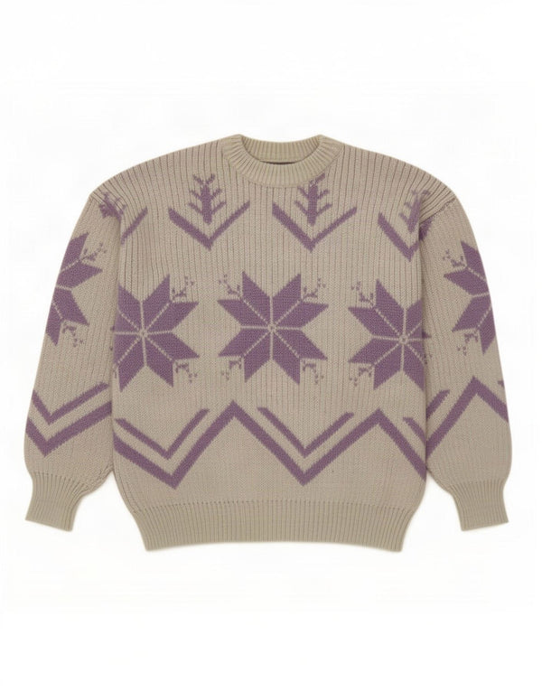 Vintage dame sweater med rund hals DK 16 Large Blue Fair Isle