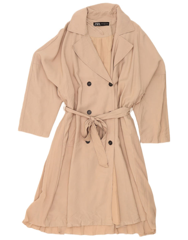 Zara Trench Coat til kvinder UK 20 2XL Beige Polyester