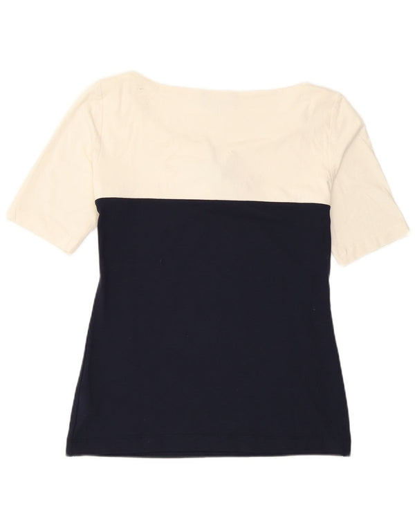 Luisa Spagnoli Damebluse Top UK 10 Small White Colourblock Viscose