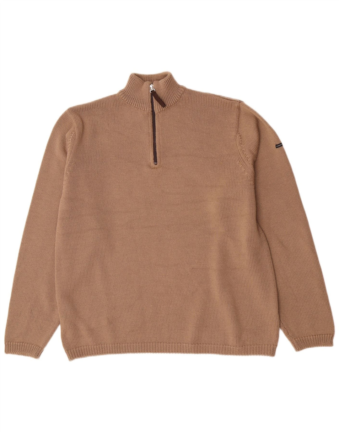 Canadiens Herre Zip Neck Jumper Sweater Stor Brun Uld