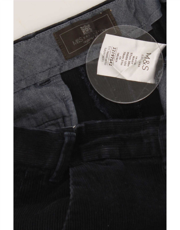 Marks & Spencer Regular Fit fløjlsbukser til kvinder W38 L31 Marineblå