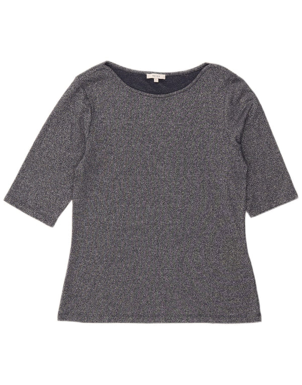 Reiss Dame Top 3/4 ærmer UK 14 Large Navy Blue Flecked Viscose