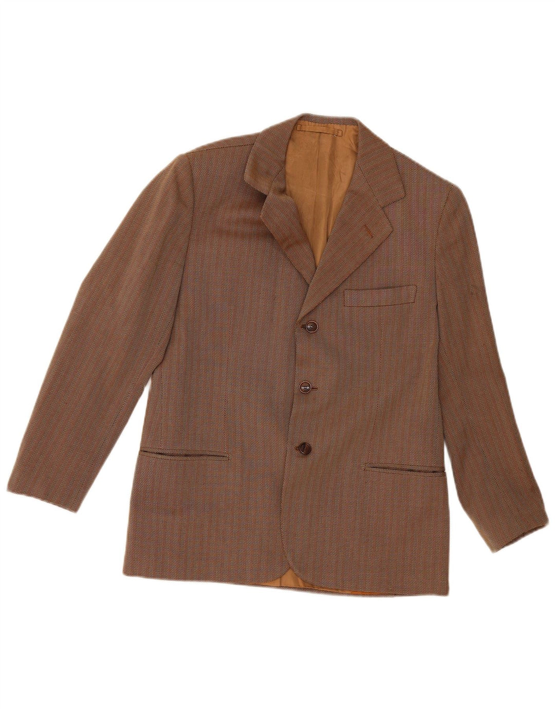 Vintage Herre 3-knaps blazerjakke UK 36 Small Brown Stribet Classic