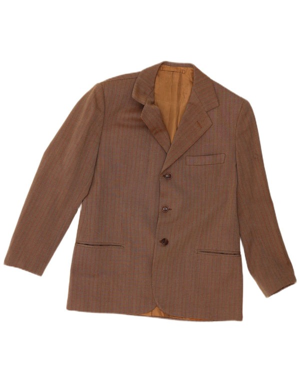 Vintage Herre 3-knaps blazerjakke UK 36 Small Brown Stribet Classic