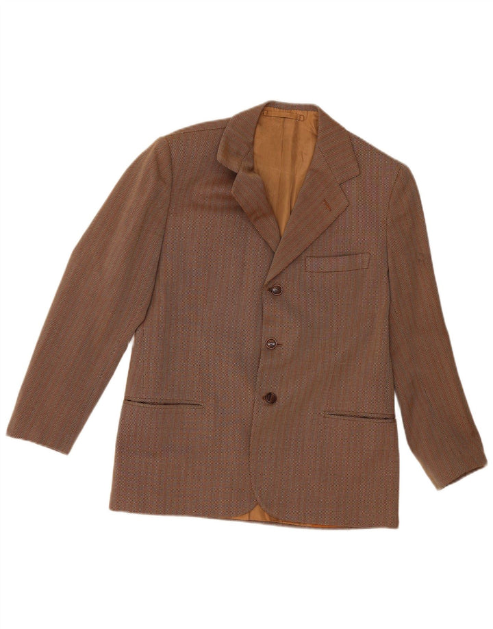 Vintage Herre 3-knaps blazerjakke UK 36 Small Brown Stribet Classic