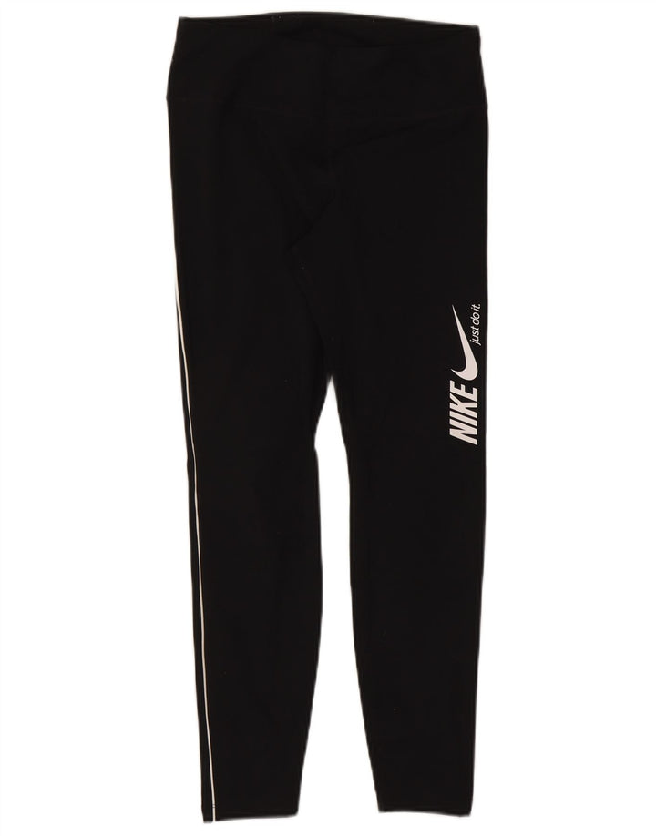 Nike Dame Dri Fit Graphic Crop Leggings UK 12 Medium Black Polyester