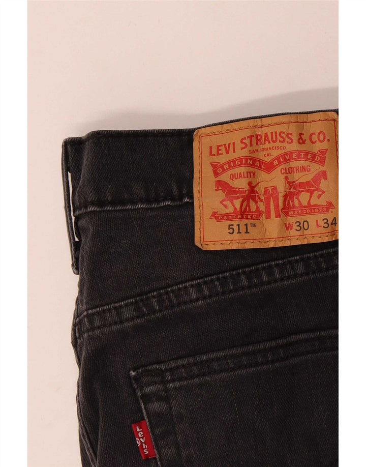 Levi's Herre 511 Slim Jeans W30 L30 Sort Bomuld