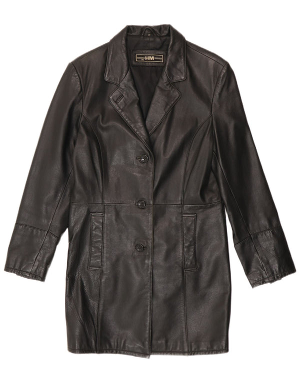 Vintage Womens Leather Coat EU 38 Medium Black