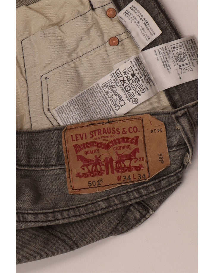 Levi's Herre 501 Straight Jeans W34 L34 Grå Bomuld