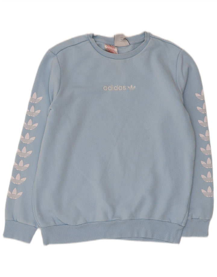 ADIDAS Boys Graphic Sweatshirt Jumper 13-14 Years Blue Cotton