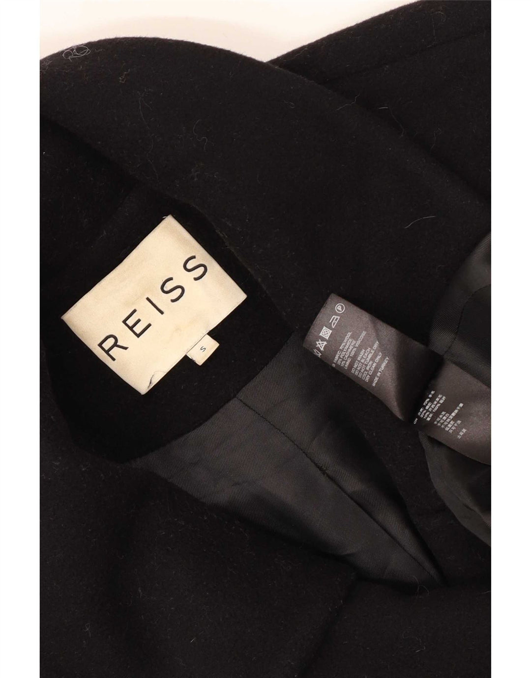 Reiss Dame Oversized Overfrakke UK 10 Small Black Wool