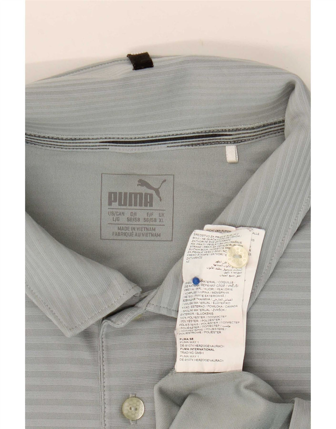 Puma herre poloshirt XL grå nålestribet polyester