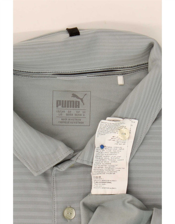 Puma herre poloshirt XL grå nålestribet polyester