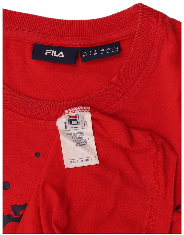 Fila Herre Grafisk T-Shirt Top Stor Rød Bomuld