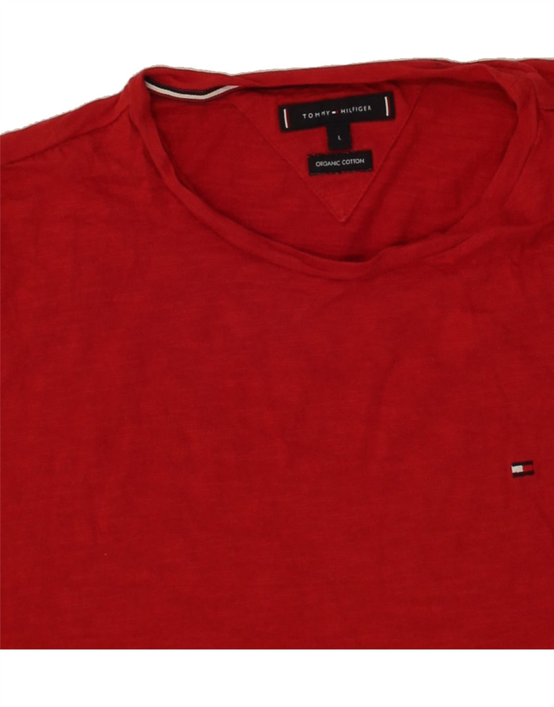 TOMMY HILFIGER Mens T-Shirt Top Large Red Cotton Vintage Tommy Hilfiger and Second-Hand Tommy Hilfiger from Messina Hembry 