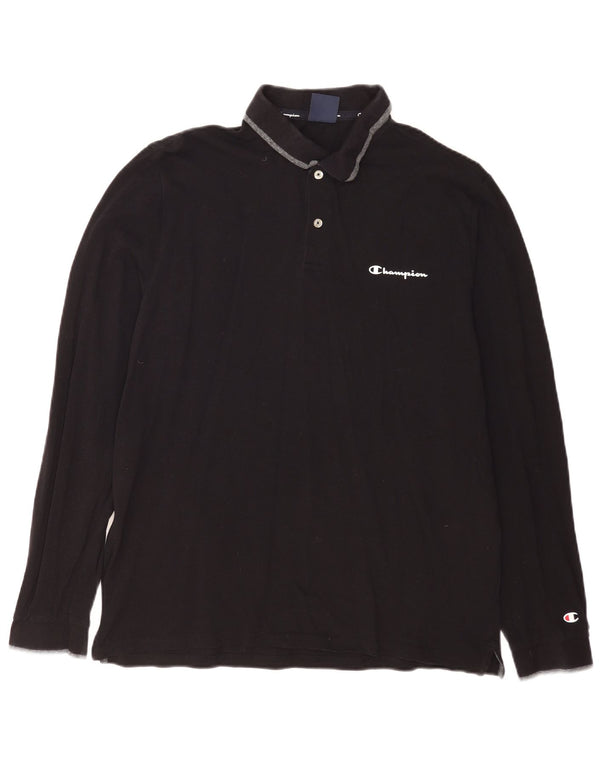 Champion Langærmet Polo Shirt til mænd 2XL Sort Bomuld