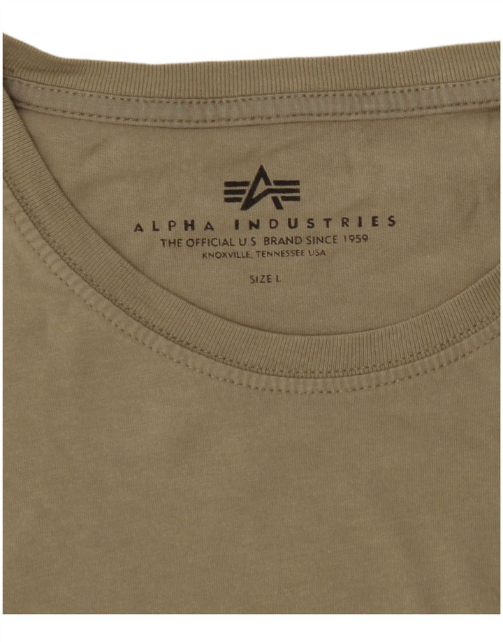 ALPHA INDUSTRIES Mens Graphic T-Shirt Top Large Khaki