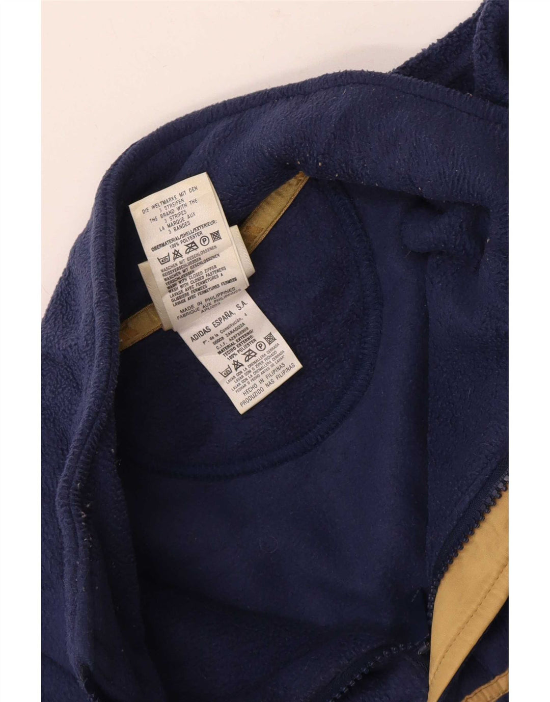 Adidas Fleecetrøje med lynlås til mænd UK 40/42 Medium Navyblå polyester