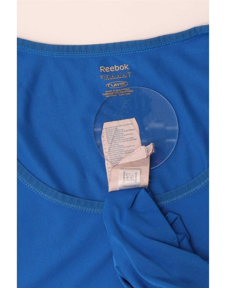 Reebok Dame T-Shirt Top UK 8/10 Small Blue Polyester