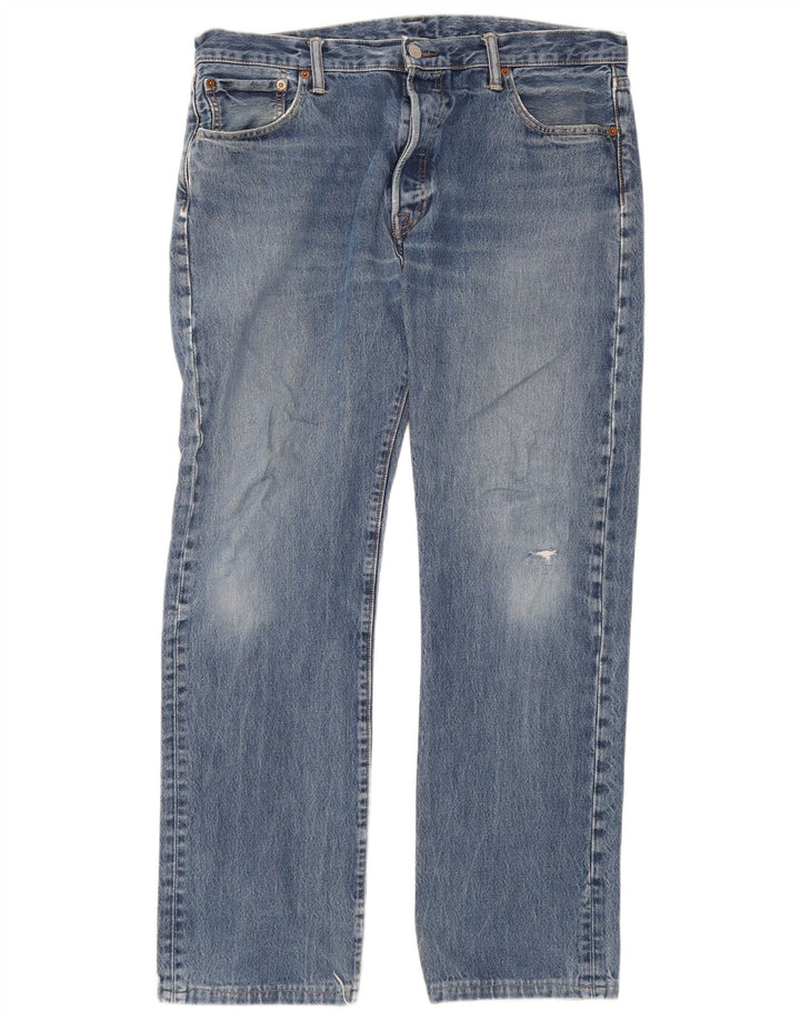 Levi's Mens 501 Distressed Straight Jeans W36 L31 Blå