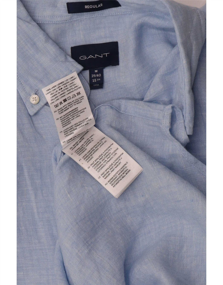 Gant Herre Regular Fit Skjorte Størrelse 39/40 15 1/2 Medium Blue Linen