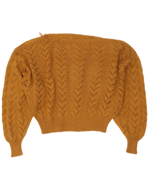Vintage Dame Boat Neck Jumper Sweater UK 16 Stor Brun