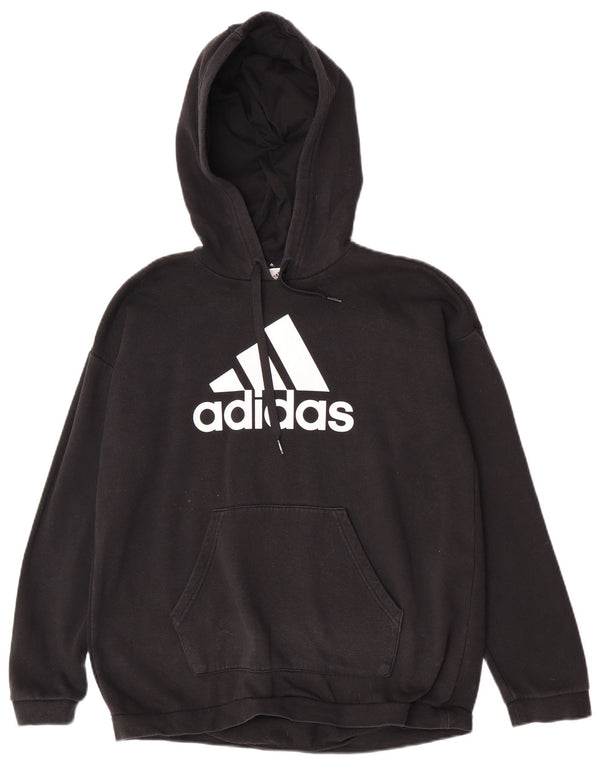 Adidas grafisk oversized hættetrøjetrøje til kvinder DK 12/14 medium sort bomuld