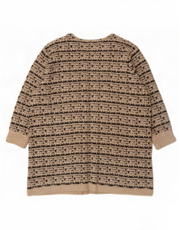 Joe Browns Dame Longline Open Cardigan Sweater UK 32/34 5XL Beige Stribet