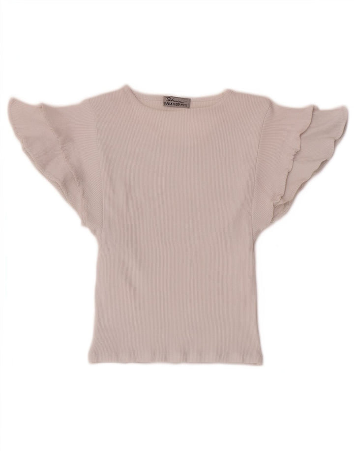 Zara Womens Crop Batwing Bluse Top UK 8 Small White Bomuld