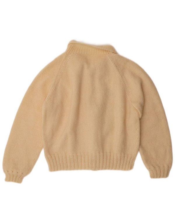 Vintage Kvinders Crop Cardigan Sweater UK 14 Medium Beige Floral