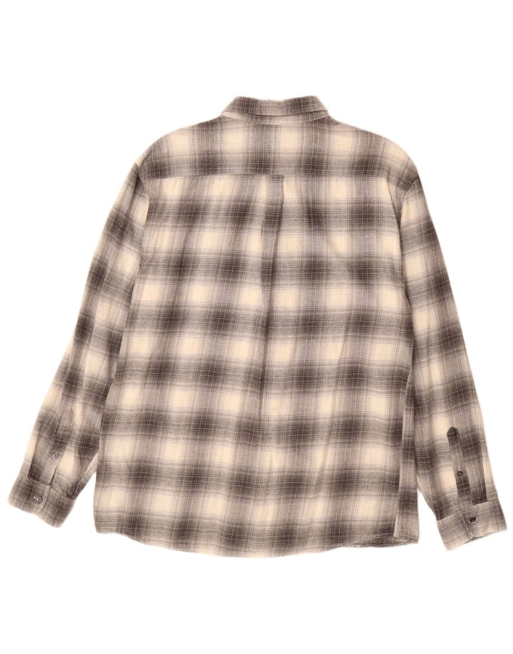 MARKS & SPENCER Herre Regular Fit Flanelskjorte Stor grå ternet bomuld