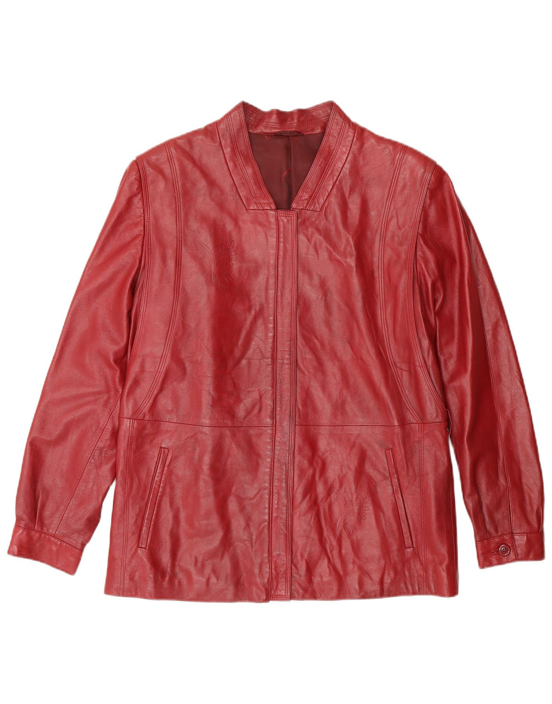 ROBRIK Womens Leather Jacket IT 44 Medium Burgundy Leather