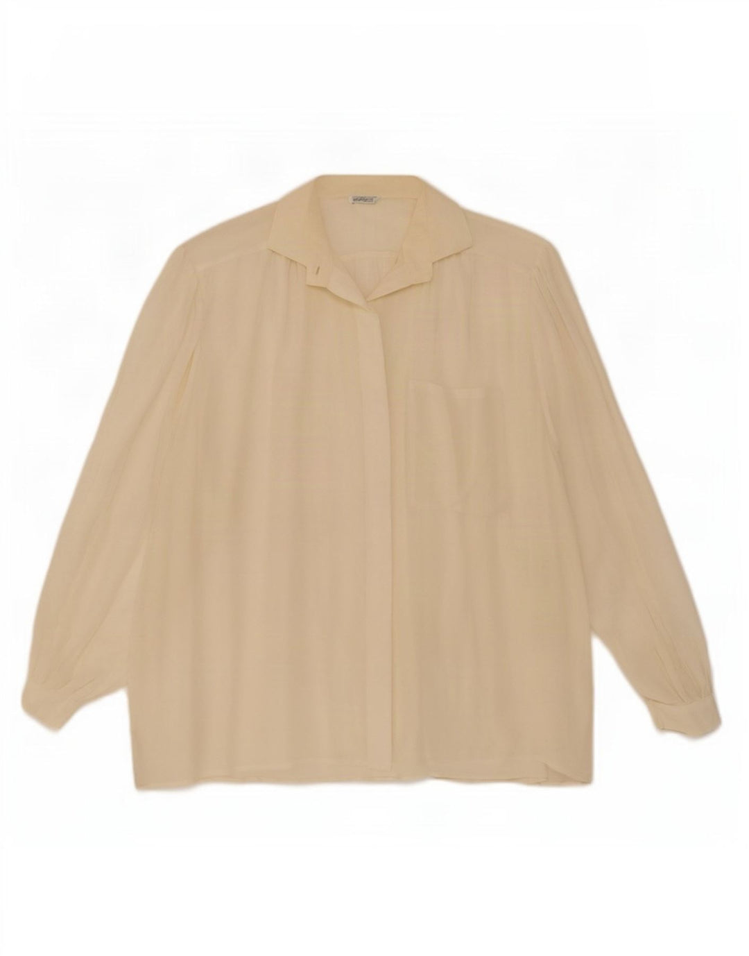 Vintage Dame Oversized Shirt Bluse UK 20 2XL Off White Silke